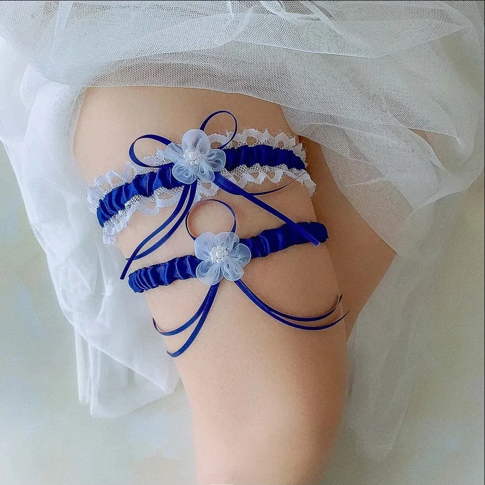 2pcs/Set Satin Ribbon Wedding  - Garter Belt Set 评论和价格